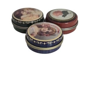 Vintage Lot 3 Pill Tin Boxes Set